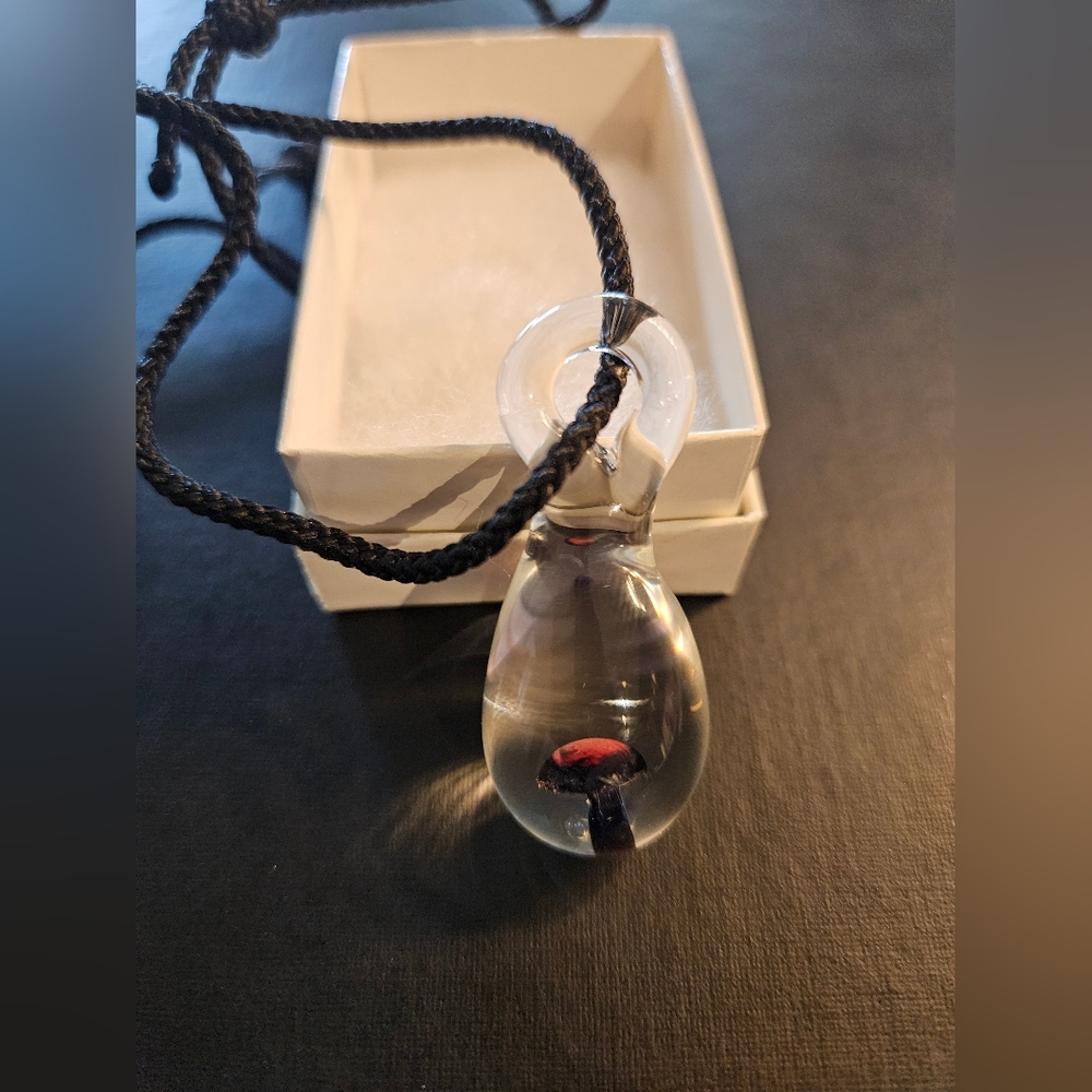 Glass Mushroom Necklace Pendant - unisex